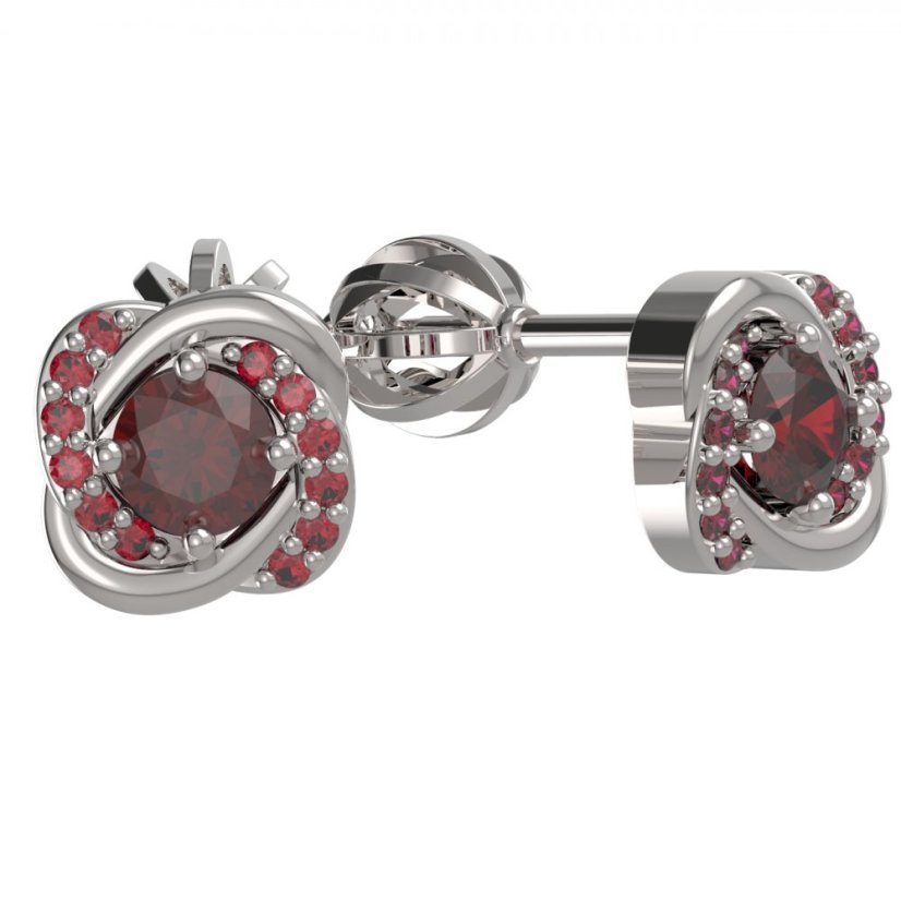 BG náušnice s přírodním granátem nebo vltavínem 1485 Stříbro 925 - rhodium Granát