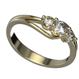 BG zlatý  prstýnek 1455/zásnubní-snubní/ Žluté zlato - 585 Diamant
