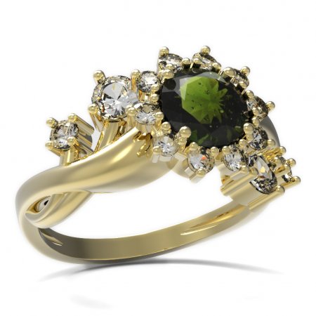 BG prsten s kulatým kamenem 511-P - Kov: Stříbro 925 - rhodium, Kámen: Granát