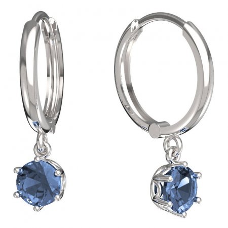 BeKid, Gold kids earrings -1295 - Switching on: Circles 15 mm, Metal: White gold 585, Stone: Light blue cubic zircon