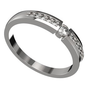 BG zlatý diamantový prstýnek 1454 /zásnubní-snubní/ Bílé zlato - 585 Diamant lab-grown