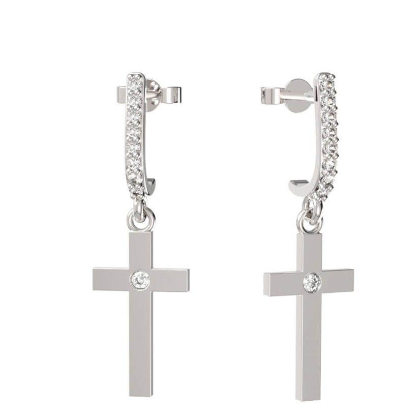 BG zlaté  náušnice křížek 1103 Bílé zlato - 585 Diamant