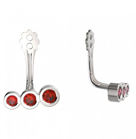 BeKid Gold earrings components  three stones - Metal: White gold 585, Stone: Red cubic zircon