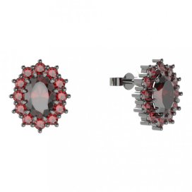 BG náušnice ovál -  298 Stříbro 925 - ruthenium (30-90dní) Granát