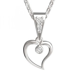 BG zlatý přívěšek srdíčko 1565 Bílé zlato - 585 Diamant