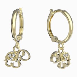BeKid dětské náušnice želvička 1187 Žluté zlato - 585 Diamant