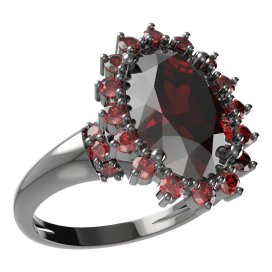 BG prsten oválný kámen 507-K Stříbro 925 - ruthenium (30-90dní) Granát