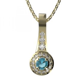 BG zlatý přívěšek  651 Žluté zlato - 585 Světle modrý kubický zirkon