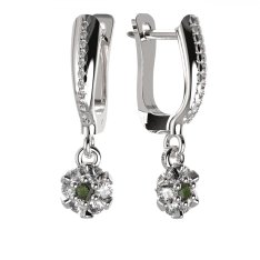 BG vltavínové náušnice 879 Bílé zlato - 585 Vltavín a diamant