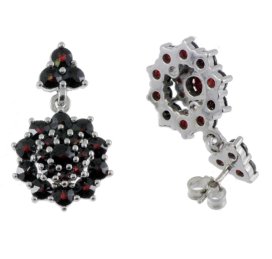 BG náušnice s českým granátem  317 Bílé zlato - 585 Granát