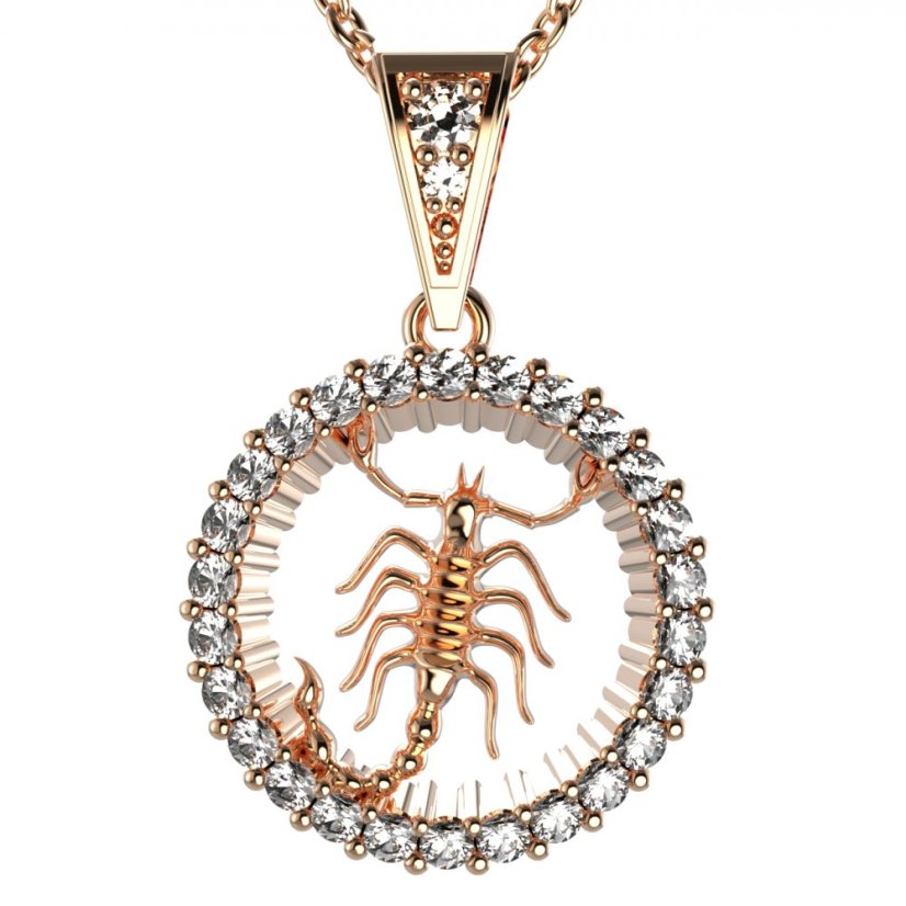 Zlatý přívěsek znamení Štír s lab-grown diamantem, růžové zlato 585 – 045 (Zd14045K1)