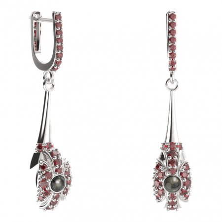 BG náušnice s přírodní perlou 537-C91 - Kov: Stříbro 925 - rhodium, Kámen: Granát a perla