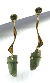 BG náušnice přírodní kámen-Vltavín 013