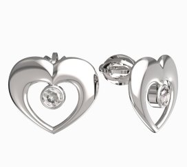 BeKid dětské náušnice srdíčko 610 Bílé zlato - 585 Diamant