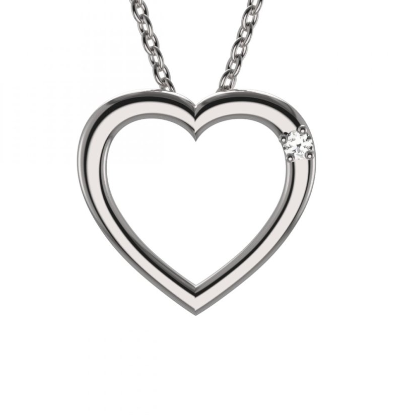 BG zlatý přívěšek srdíčko 1560 Bílé zlato - 585 Diamant