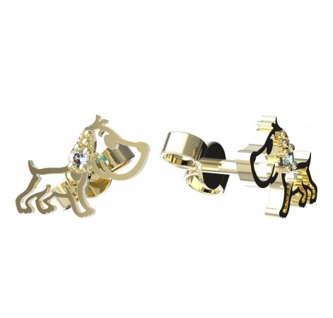 BeKid, Gold kids earrings -1159 - Switching on: Puzeta, Metal: Yellow gold 585, Stone: Diamond