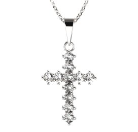 BeKid dětský přívěšek křížek 258 Bílé zlato - 585 Diamant
