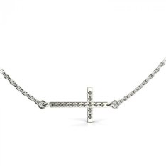 BeKid dětský přívěšek křížek 1165 s řetízkem Bílé zlato - 585 Diamant