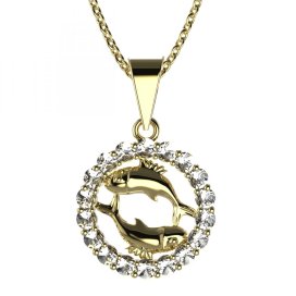 BeKid dětský zlatý přívěsek 044 ryby Žluté zlato - 585 Diamant