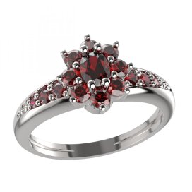 BG prsten s oválným kamenem 627-J Stříbro 925 - rhodium Granát