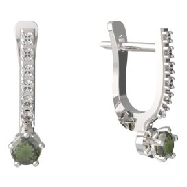 BG vltavínové náušnice 873 Bílé zlato - 585 Vltavín a diamant