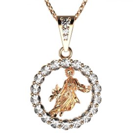 Zlatý přívěsek znamení Panna s lab-grown diamantem, růžové zlato 585 – 044 (Zd14044I2)