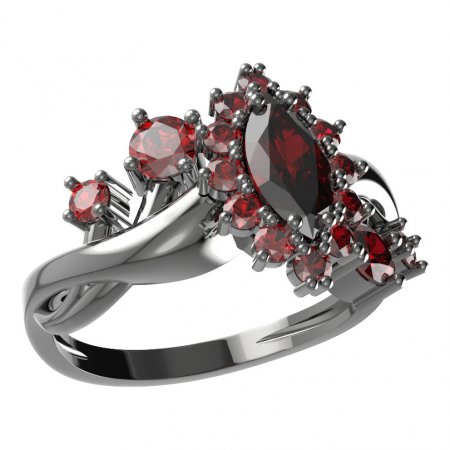 BG ring oval 504-P - Metal: Silver 925 - rhodium, Stone: Garnet