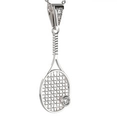 BG zlatý diamantový přívěs  Tenisová raketa 1374 Bílé zlato - 585 Diamant lab-grown