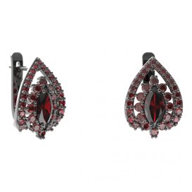 BG náušnice s centrálním oválným kamenem 504-90 Stříbro 925 - ruthenium (30-90dní) Granát