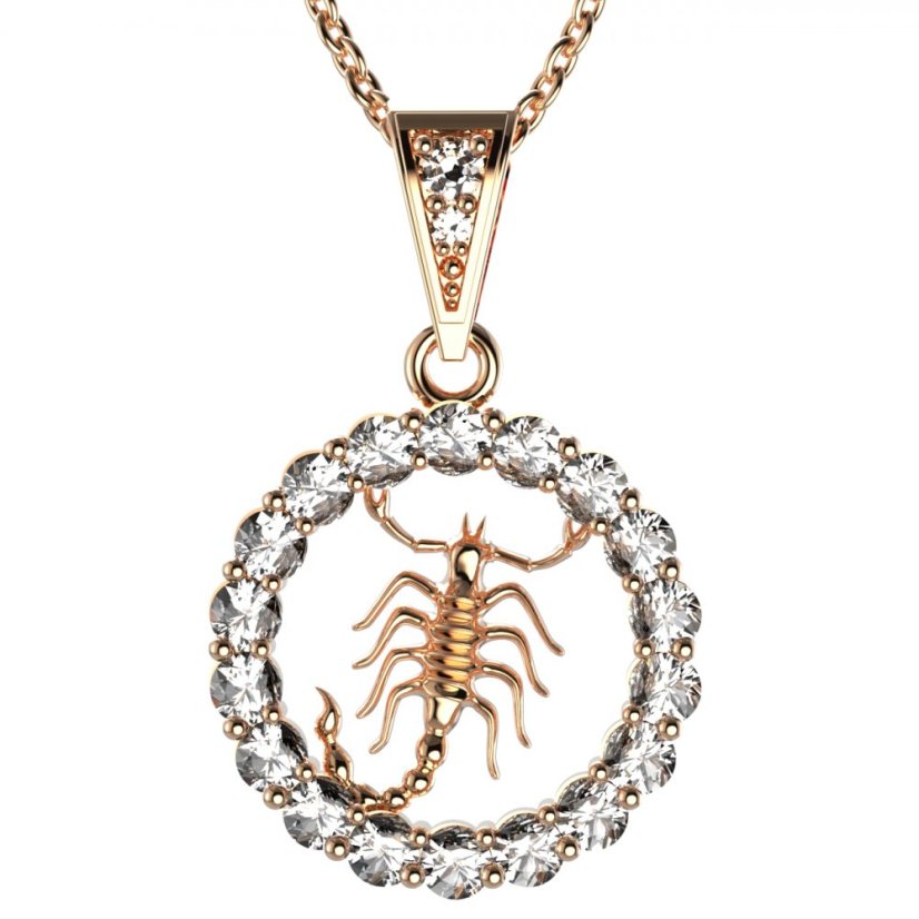 Zlatý přívěsek znamení Štír s lab-grown diamantem, růžové zlato 585 – 044 (Zd14044K1)