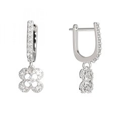 BeKid dětské náušnice čtyřlístek 830 Bílé zlato - 585 Diamant