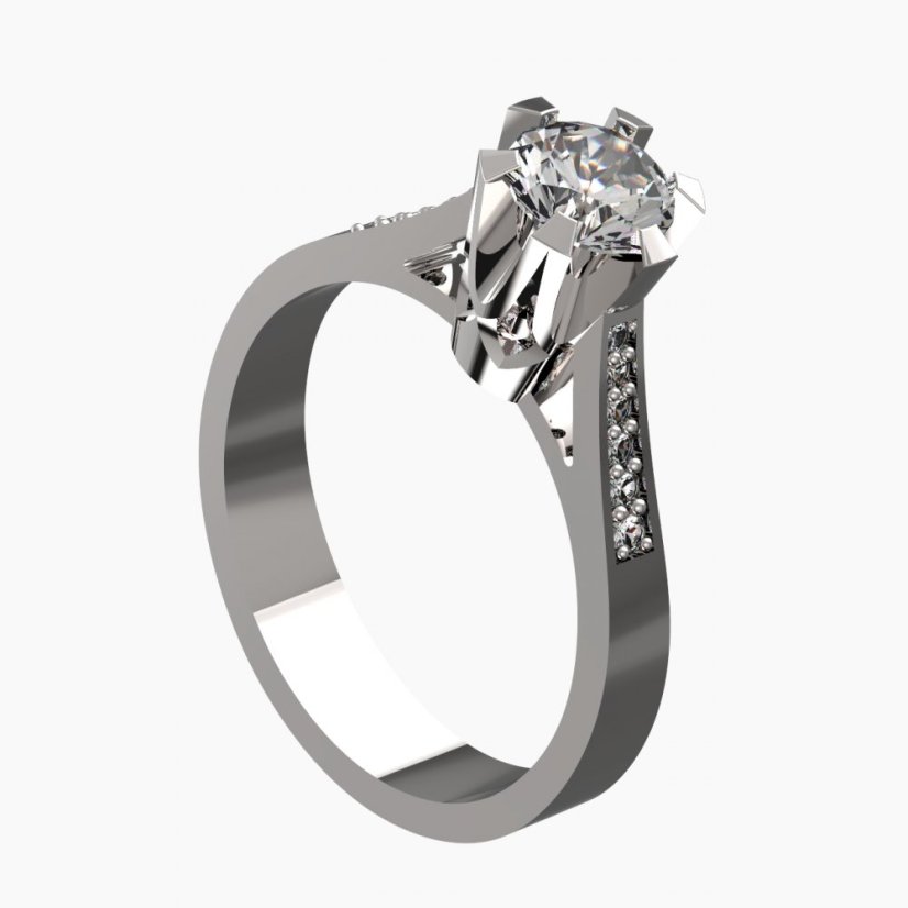 BG zlatý prsten 666a/ zásnubní / Bílé zlato - 585 Diamant