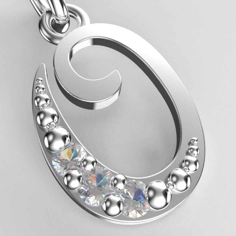 BeKid dětský zlatý přívěsek písmenko O - 1524 Bílé zlato - 585 Diamant