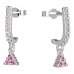 BeKid, Gold kids earrings -773 - Switching on: Pendant hanger, Metal: White gold 585, Stone: Pink cubic zircon