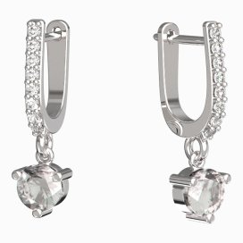 BG zlaté náušnice 783 Bílé zlato - 585 Bílý kubický zirkon