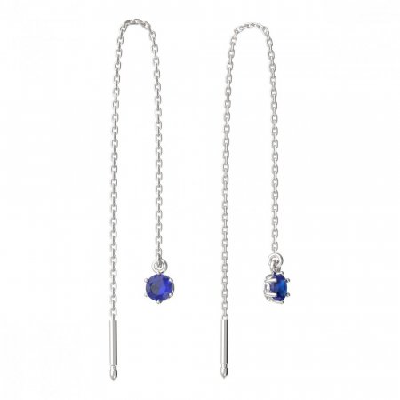 BeKid, Gold kids earrings -1293 - Switching on: Chain 9 cm, Metal: White gold 585, Stone: Dark blue cubic zircon