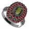 BG prsten 251-X oválného tvaru - Kov: Stříbro 925 - rhodium, Kámen: Vltavín a granát