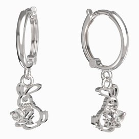 BeKid dětské náušnice zajíček 1186 Bílé zlato - 585 Diamant