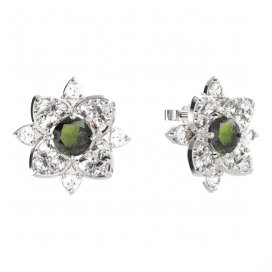 BG náušnice ovál -  735 Stříbro 925 - rhodium Granát