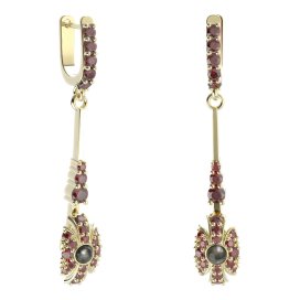 BG náušnice s přírodní perlou 537-B94 Stříbro 925 - pozlacené Granát a tahiti perla