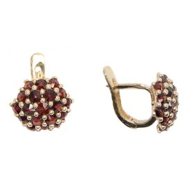 BG náušnice vsazený granát hvězdicový brus  860 Žluté zlato - 585 Granát