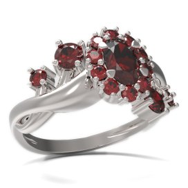 BG prsten s oválným kamenem 498-P Stříbro 925 - rhodium Granát