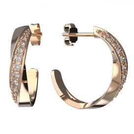 BG zlaté náušnice polokruh 1361 Růžové zlato 585 (30-90dní) Bílý kubický zirkon