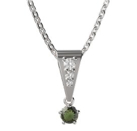 BG vltavín přívěšek 873 Bílé zlato - 585 Vltavín a diamant