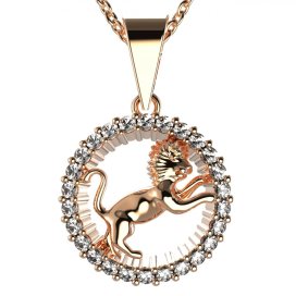 BG zlatý diamantový přívěšek Lev 045 Růžové zlato 585 (30-90dní) Diamant lab-grown