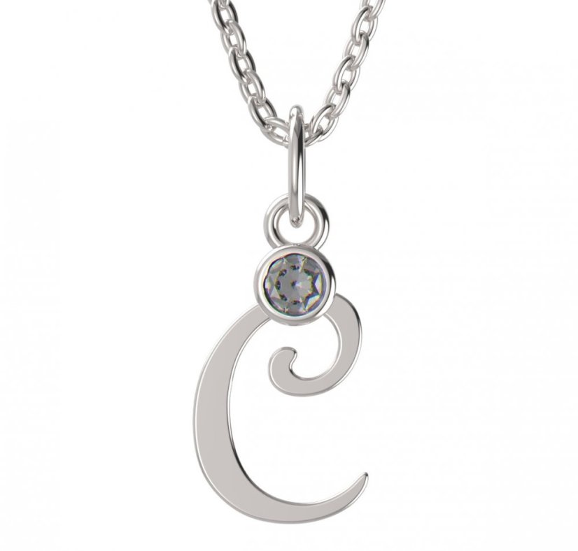 BeKid dětský zlatý přívěsek písmenko C - 1312 Bílé zlato - 585 Diamant