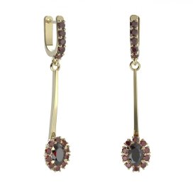 BG náušnice s centrálním oválným kamenem 498-A93 Stříbro 925 - pozlacené Granát