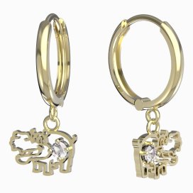 BeKid dětské náušnice hrošík 1188 Žluté zlato - 585 Diamant