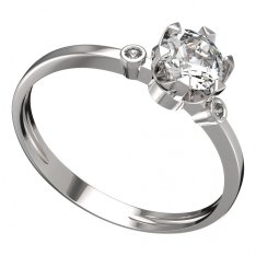 BG zlatý prstýnek 872 L Bílé zlato - 585 Diamant