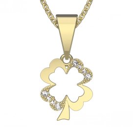 BG zlatý přívěšek čtyřlístek 1170-0 Žluté zlato - 585 Diamant